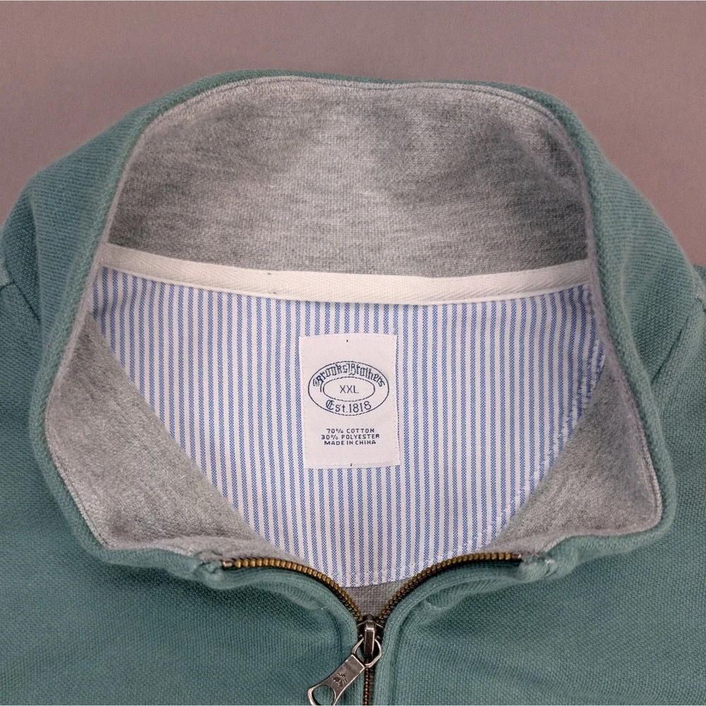 Brooks Brothers XXL Seafoam Green Quarter Zip Pullover Sweater